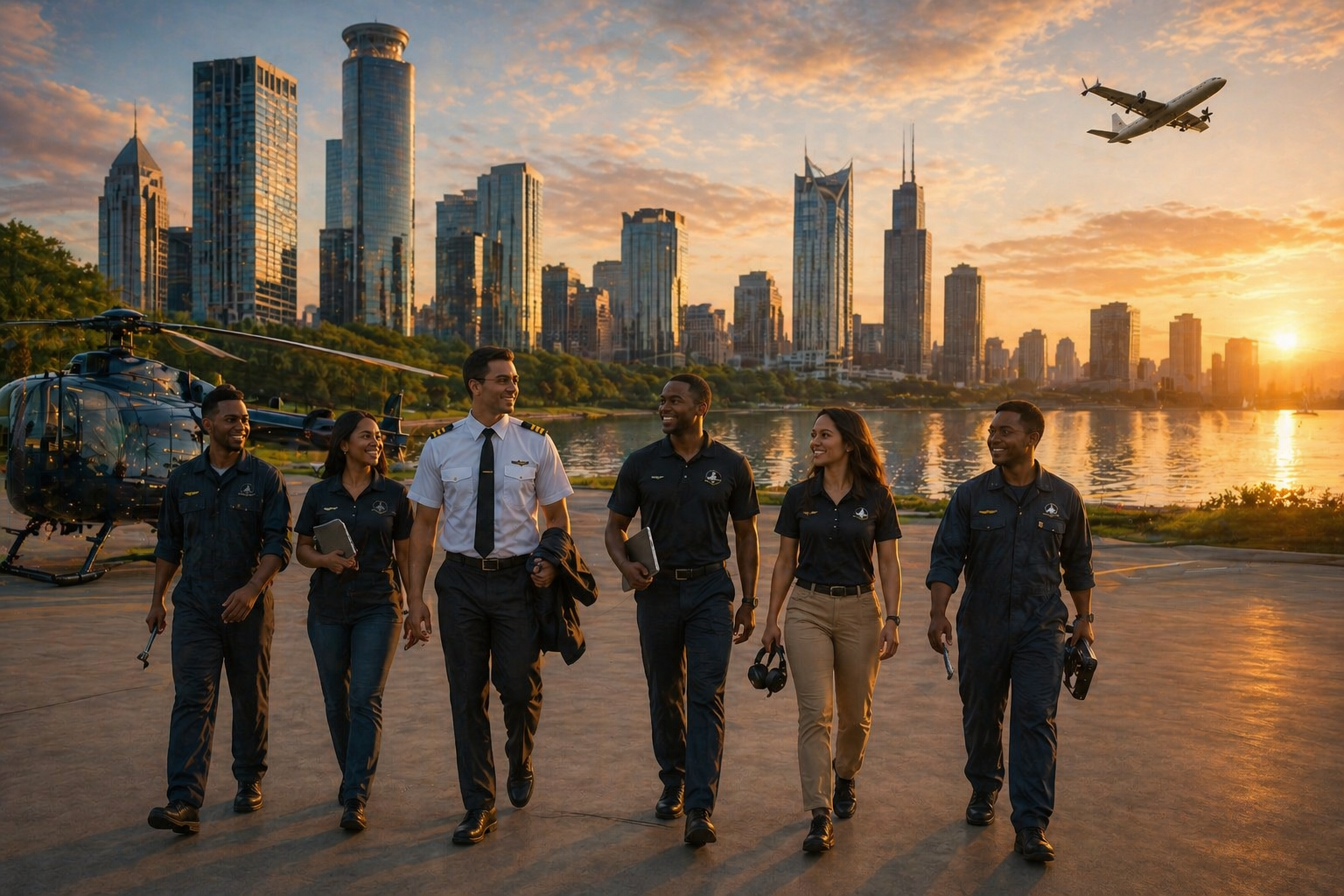 Students and Helicopters by Lake Pontchartrain